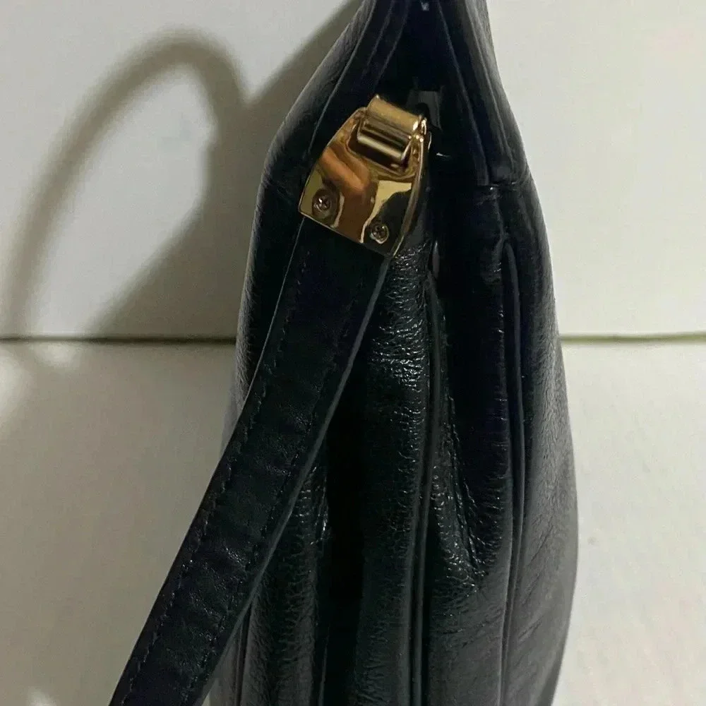 Suarez vintage black leather satchel handbag